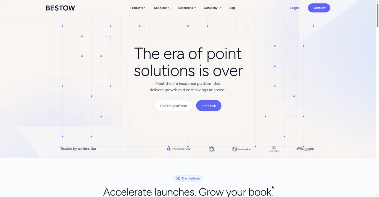 Bestow website screenshot